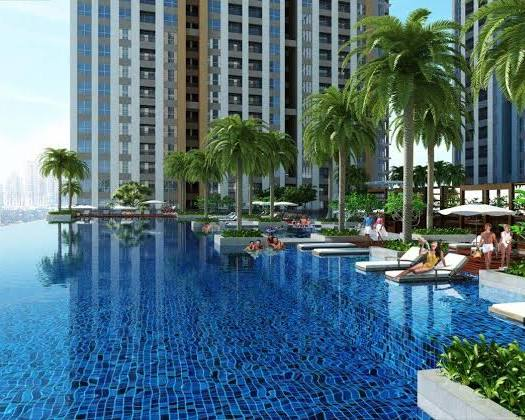 Hồ bơi tràn bờ trên mái khối đế