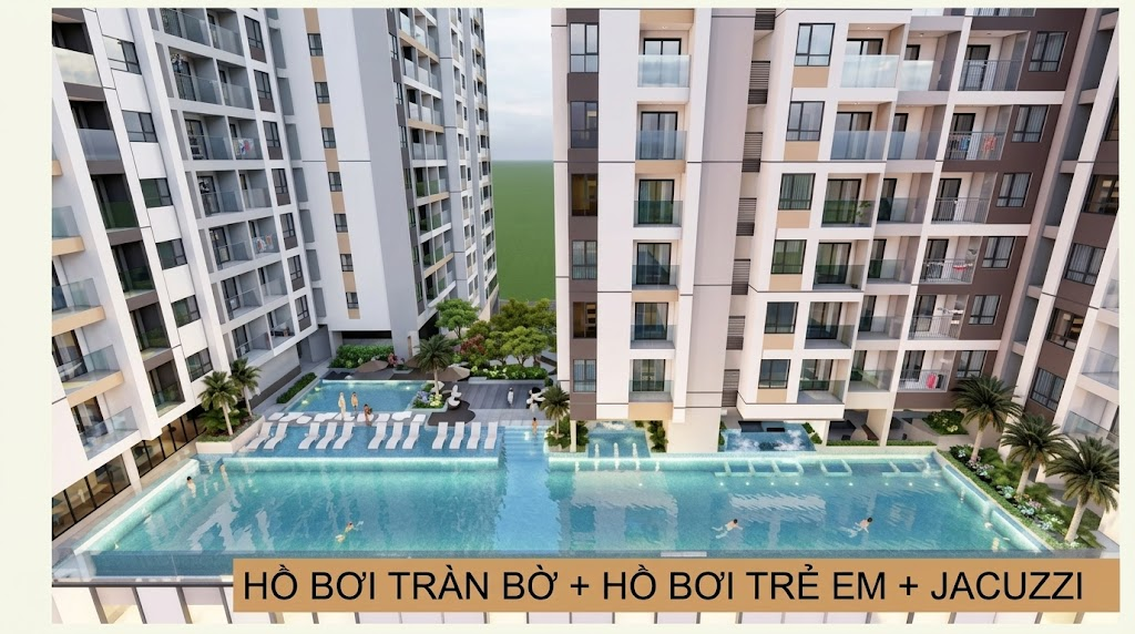 Hồ bơi tràn bờ + Hồ bơi trẻ em + Jacuzzi
