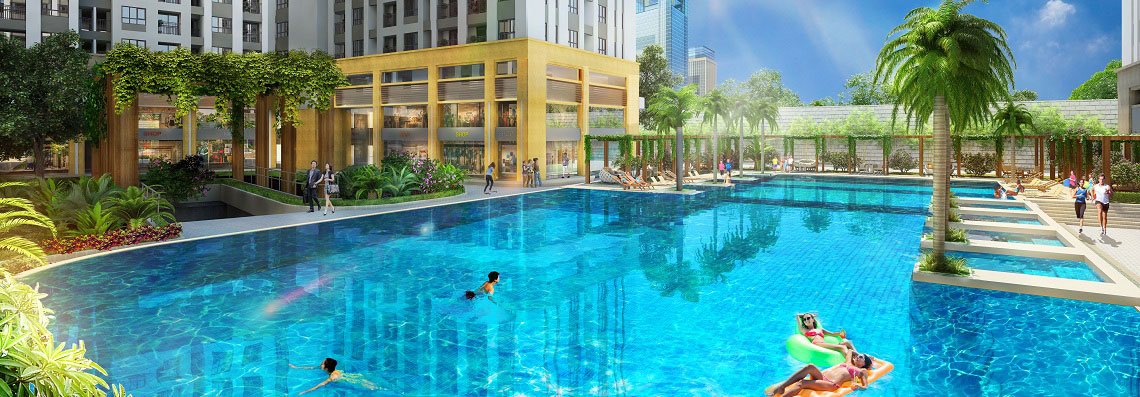 Hồ bơi tràn bờ hơn 1.400m²