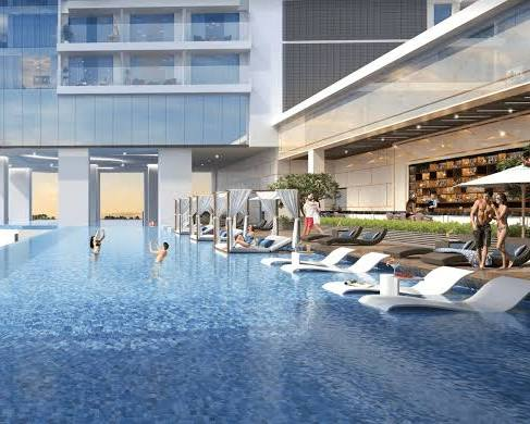 Bể bơi vô cực rộng 800m² trên cao